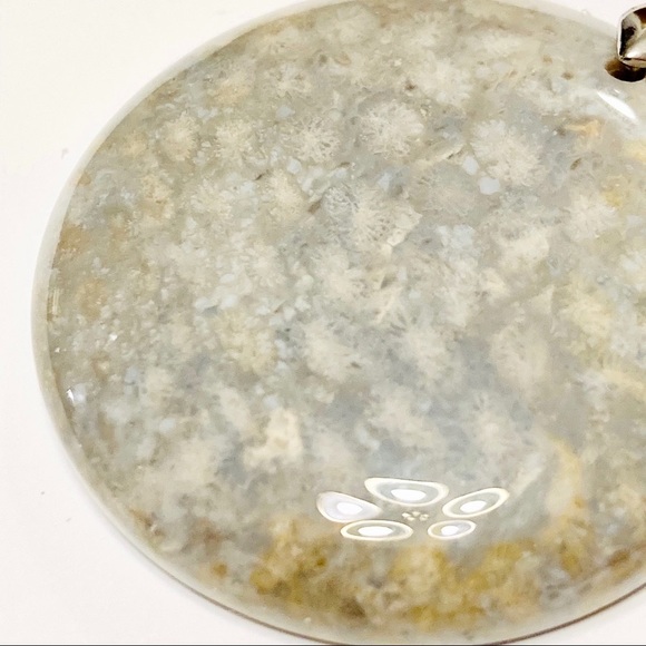 Navy Blue Brown & Gray Fossilized Coral Necklace & Matching Stone Earrings - Picture 12 of 14